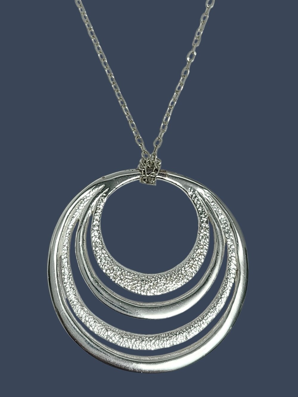 Sterling Silver by Matrix Layered Circle Pendant & Chain Necklace